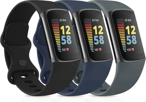 Paquete de 3 bandas deportivas compatibles con Fitbit Charge 6/5, correas clásicas de repuesto suaves para Fitbit Charge 6/5 Advanced Fitness &