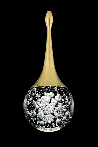Miniatura 5 de Lámpara colgante Flashing God de oro con 1 luz en forma de lágrima y cristal, lámpara colgante integrada con burbuja de cristal para isla de cocina
