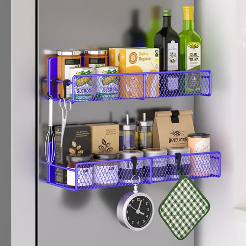 Miniatura 14 de Estante magnético para especias para refrigerador, paquete de 7 estantes magnéticos fuertes 100% de metal, organizador de especias con soporte