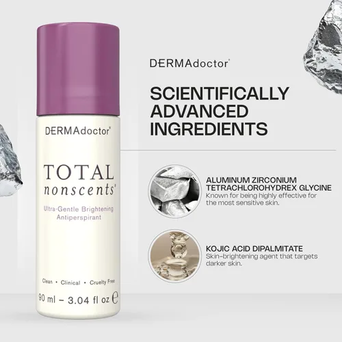 Miniatura 5 de DERMAdoctor Antitranspirante para mujeres con piel sensible, iluminador ultra suave Total NonScents, desodorante antitranspirante de fuerza clínica
