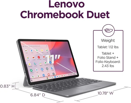Miniatura 7 de Lenovo Chromebook Duet - 2025 - Laptop convertible - ChromeOS - Pantalla táctil IPS WUXGA de 10.95" - 4GB de memoria - Almacenamiento de 64GB