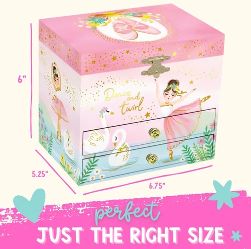 Miniatura 8 de Joyero musical de bailarina para niñas, caja de música para niños con bailarina giratoria, regalos de cumpleaños de ballet para niñas pequeñas