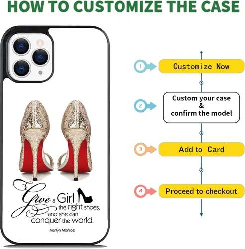 Miniatura 5 de Fundas de teléfono para niñas para iPhone 17 16 15 14 13 12 11 Pro Max Plus Air Mini, "Give a Girl the Right Shoes and She Can Conquer the World