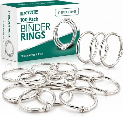 Anillos para carpeta de hojas sueltas de 1 pulgada, anillos de metal para tarjetas de índice, paquete de 100 unidades, resistentes chapados en