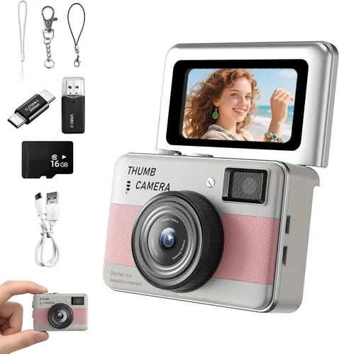 Miniatura 10 de Mini Keychain Camera - HD Thumb Camera, 1.47-inch Flip Screen Multiple Shooting & Recording Modes Portable Digital Camera with SD Card for