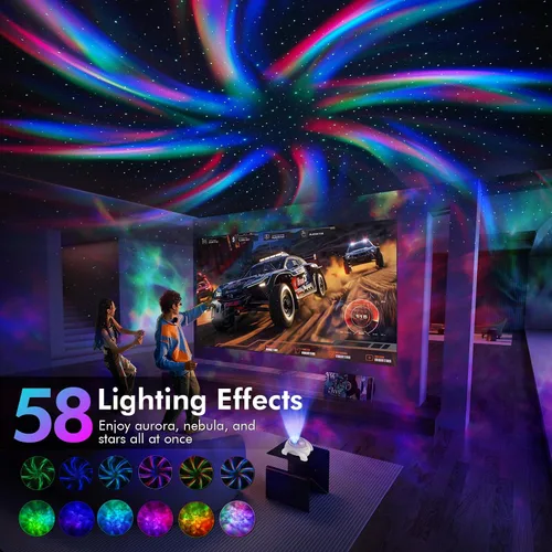 Miniatura 4 de Rossetta Proyector de galaxia de doble lente, proyector de estrellas para dormitorio con ruido blanco y altavoz Bluetooth, control remoto