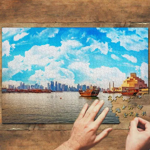 Miniatura 2 de Qatar - Rompecabezas de 1000 piezas Museo de Arte Islámico Doha Qatar rompecabezas de viaje recuerdo de madera