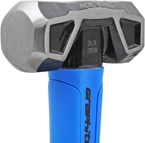 Miniatura 2 de REAL STEEL Martillo de trineo, martillo de club de 3 libras para perforación con empuñadura de goma forjada y revestida de grafito 0508