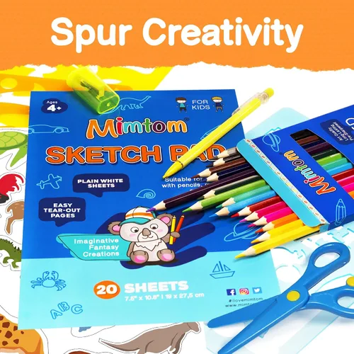 Miniatura 7 de Mimtom Kit de plantillas de dibujo para niños, juego de arte de 51 piezas con más de 240 formas, bloc de bocetos y lápices