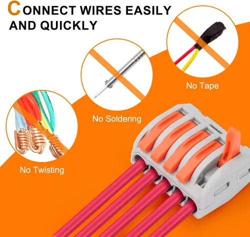 Miniatura 4 de Conector de cable de palanca de 2 puertos, conectores de alambre de empalme compactos para múltiples tipos de cables