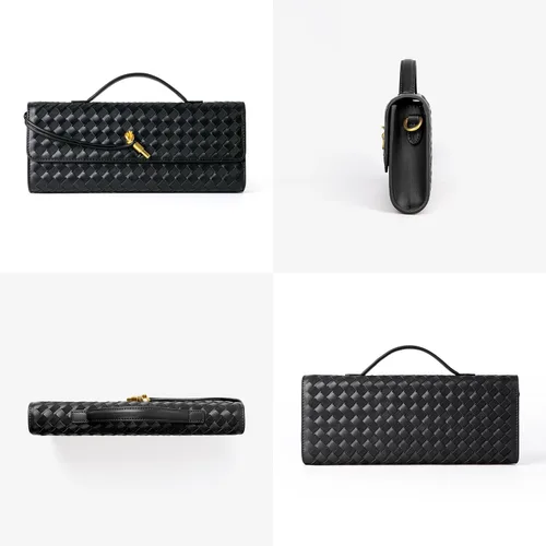 Miniatura 3 de Joryin Bolso tejido para mujer, bolso de mano de noche tejido de cuero y gamuza, bolso cruzado de gamuza, bolso formal de noche