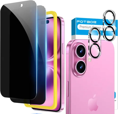 Miniatura 10 de Fotbor Protector de pantalla de privacidad para iPhone 13 Pro con protector de lente de cámara [2 + 2 unidades], con kit de fácil instalación