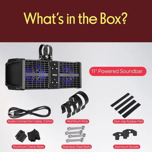 Miniatura 3 de Pyle Barra de sonido ATV/UTV de 11 pulgadas, altavoces Bluetooth UTV impermeables con amplificador de clase D integrado, sistema de altavoces de 2