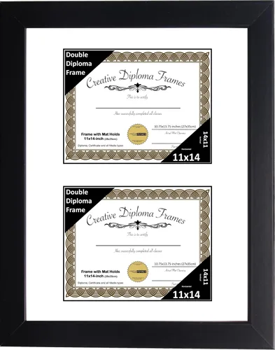Miniatura 17 de Creative Picture Frames Marco de diploma doble clásico negro de 6 x 8 pulgadas con vidrio negro y colgador de pared instalado