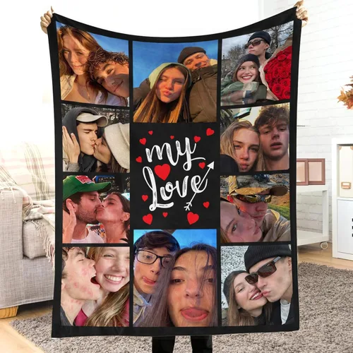Miniatura 11 de Manta personalizada con foto, manta de felpa con foto personalizada, manta de texto personalizada para novia, novio, esposa, esposo, regalos