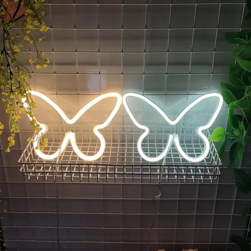 Miniatura 6 de JYWJ Letrero de neón de mariposa, luz de neón con pilas USB o 3 AA, decoración de mesa LED, decoración de pared de dormitorio, regalo de cumpleaños