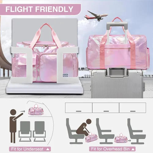 Miniatura 88 de Pequeña bolsa de gimnasio para mujer, bolsa de viaje con compartimento para zapatos