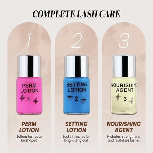 Miniatura 4 de Beauticom Dolly's - Botellas de loción onduladas para pestañas (loción fijadora #2 y loción nutritiva #3) para kit de permanente de pestañas