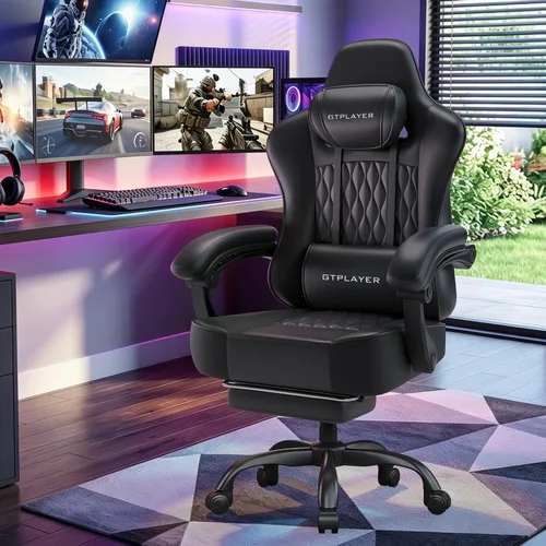 Miniatura 2 de GTPLAYER Silla para videojuegos, silla de oficina para computadora con cojín de resorte de bolsillo, reposabrazos de conexión, cómoda silla