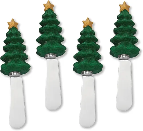 Miniatura 7 de Supreme Housewares Cuchillos esparcidores de queso y mantequilla, decoración navideña, mango de resina pintado a mano de 4 piezas con hoja de acero