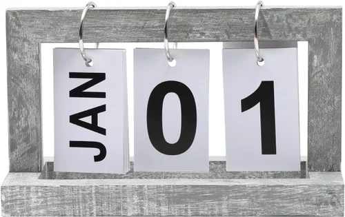 Calendario de escritorio perpetuo, pequeño y lindo calendario de escritorio de oficina con seguimiento del Día de los Caídos (gris lavado)