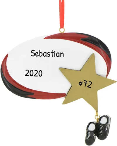 Miniatura 3 de Elves - Adorno de rugby personalizado 2025 – Adornos deportivos de pelota de rugby para árbol de Navidad, deportes, adornos de Navidad
