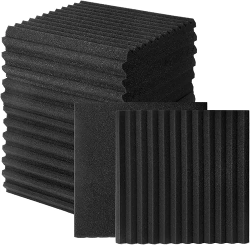 Miniatura 4 de Paquete de 50 paneles de espuma acústica de 1" x 12" x 12" en forma de cuña, espuma insonorizante para estudio para paredes, paneles absorbentes