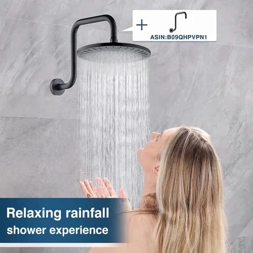 Miniatura 7 de BRIGHT SHOWERS Cabezal de ducha de lluvia, cabezal de ducha de cascada de alta presión de 9 pulgadas con ángulo ajustable y boquillas de silicona