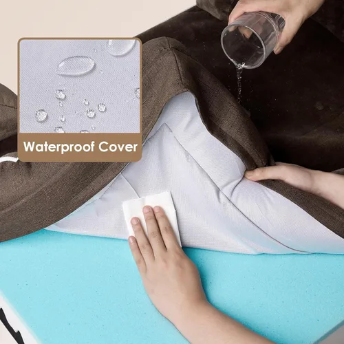 Miniatura 303 de EHEYCIGA – Cama ortopédica impermeable para perros pequeños, de espuma viscoelástica tipo caja de huevos, con bordes elevados y base antideslizante