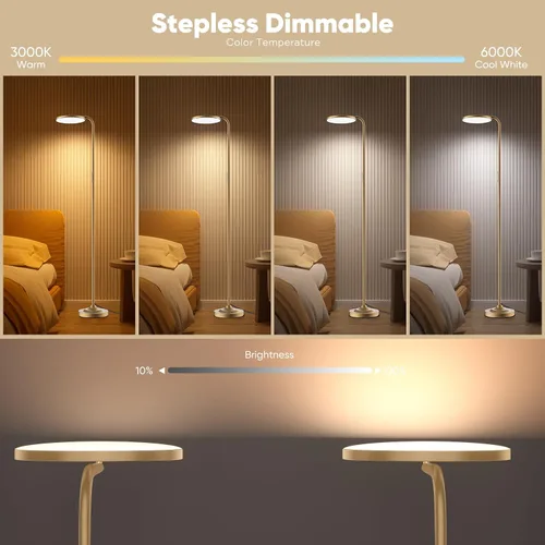 Miniatura 3 de SIBRILLE Lámpara de pie LED de 36 W, lámpara de pie súper brillante, moderna lámpara alta regulable con control remoto, lámpara de pie de lectura