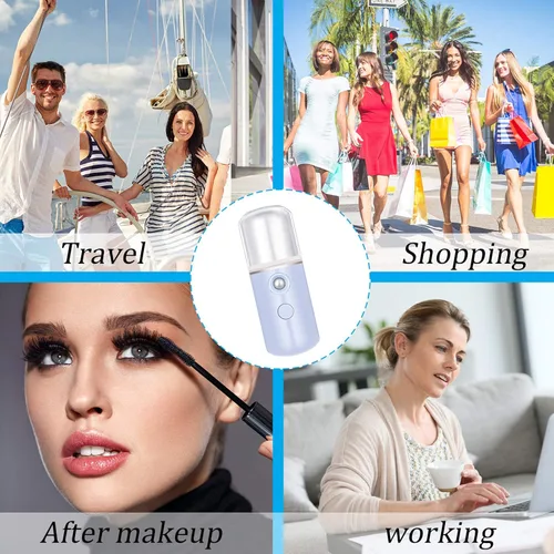 Miniatura 6 de Mudder 8 piezas Nano Facial Mister Rociador Facial Portátil Humidificador de mano Atomización USB Recargable 1.0 fl oz Vaporizador facial