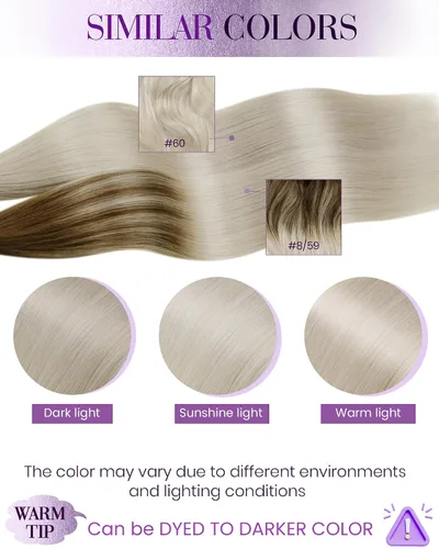 Miniatura 6 de LaaVoo Extensiones de cabello humano con punta en U, color rubio platino, 20 pulgadas, extensiones de cabello humano real, color rubio Remy, 0.04