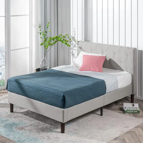 Miniatura 13 de Zinus Billie - Base de cama con plataforma, cuatro cajones de almacenamiento debajo de la cama, cabecera ajustable en altura, estilo tapizado, Gris