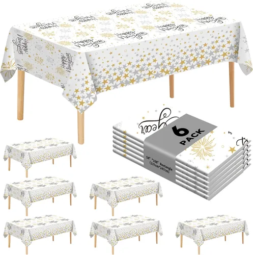 Miniatura 20 de Paquete de 6 manteles de plástico desechables patrióticos de 54 x 108 pulgadas, para fiestas con temática conmemorativa, desechables para mesas de 6