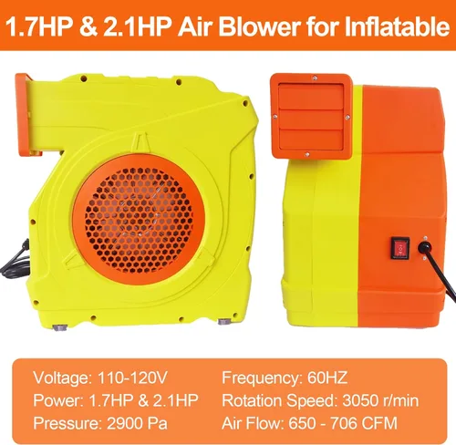 Miniatura 2 de Soplador para Casa de Rebote, Modo Dual 1300W / 1600W, Soplador de Aire Comercial de Doble Velocidad 1.7HP y 2.1HP con Excelentes Propiedades