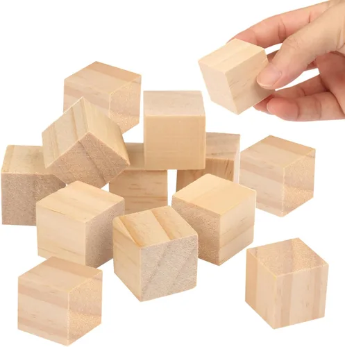 Miniatura 3 de 150 paquetes de bloques de madera para manualidades, bloques de madera de 1.2 pulgadas de pino, cubos de madera de 3 x 3 x 3 cm para pintar