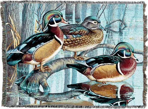 Miniatura 4 de Pure Country Weavers Cynthie Fisher - Manta de Backwater Woodies - Tapiz de regalo de cabaña de Ducks Lake Lodge tejido de algodón, fabricado