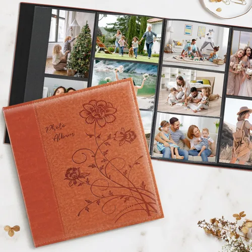 Miniatura 4 de Artmag Álbum de fotos de 4 x 6 pulgadas, 1000 fotos, gran capacidad, cubierta de cuero para bodas, álbumes de fotos con capacidad para fotos Marrón