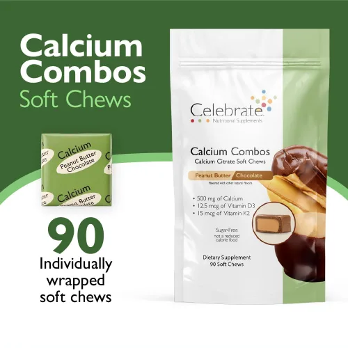 Miniatura 2 de Celebrate Vitamins Bariatric 500mg Citrato de Calcio Masticables Suave Combo con 500 UI de Vitamina D3 – Esencial para pacientes con bypass gástrico