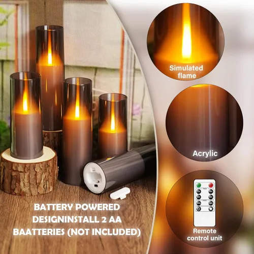 Miniatura 4 de kakoya Velas LED sin llama mejoradas con efecto de llama parpadeante, 7 piezas de velas operadas por batería con temporizador remoto, velas LED