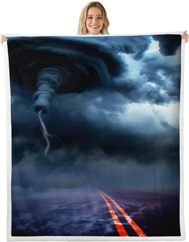 Feelyou Manta de sherpa de tornado, manta de vellón de fenómeno natural, manta de microfibra suave para niños, adolescentes, decoración de desastres