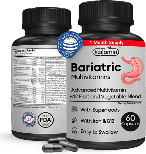 Multivitamínico Bariátrico con Hierro - Cápsula Fácil de Tragar para Después de Cirugía Bariátrica - Post Manga Gástrica y Post Bypass con Mezcla de