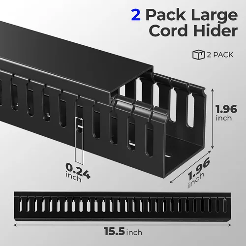 Miniatura 2 de Yecaye Paquete de 2 cables de 31 pulgadas, gestión de cables de PVC extra grande para debajo del escritorio, sin taladro, canal de alambre