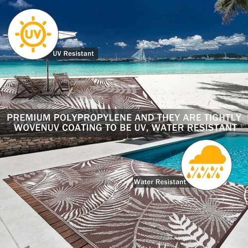 Miniatura 7 de Alfombras para Exteriores 9'x12' para Patios, Alfombra de Paja de Plástico Reversible para Exteriores en Claro, Alfombra de Exterior Grande para RV