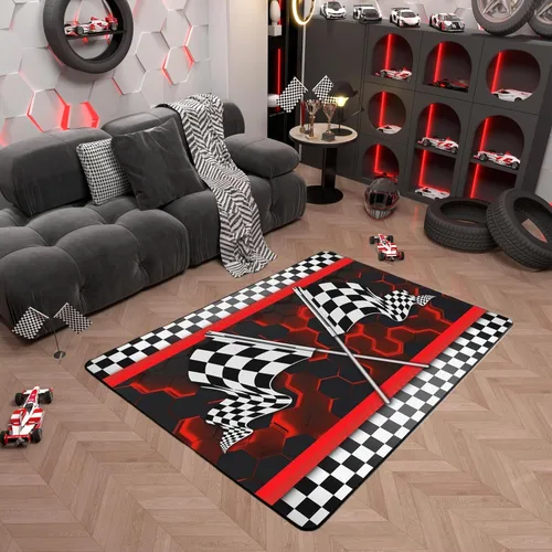 Miniatura 15 de Alfombra de Juego de Autos de Carreras para Niños, Alfombras de Juego para Niños, Alfombra de Sala de Juegos para Niños con Respaldo de Goma