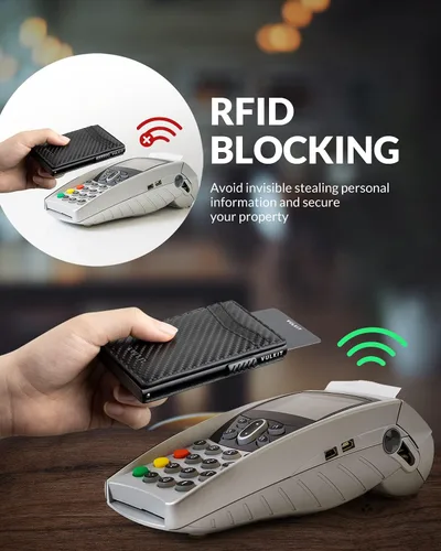 Miniatura 48 de VULKIT Billeteras delgadas para hombre, con bloqueo RFID, diseño minimalista con capacidad para hasta 11 tarjetas, Negro -, Minimalista