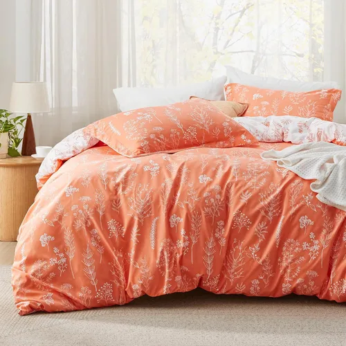 Miniatura 9 de Bedsure - Juego de edredón de tamaño queen, 3 piezas, bonito, con estampado floral, 1 suave edredón con diseño botánico de flores y 2 fundas de 28