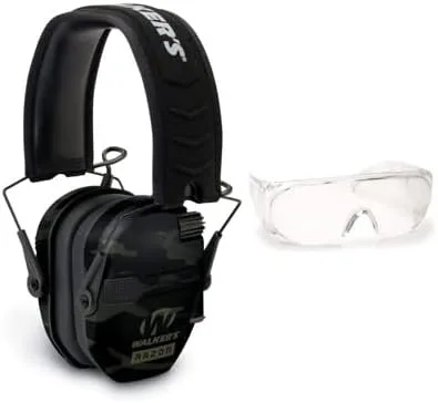 Walkers Razor - Audífonos de protección auditiva electrónica con amplificador de sonido y supresión y gafas de disparo (elige tu color), Estándar