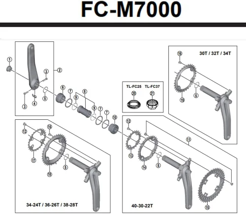 Miniatura 4 de Shimano FC-M7000-2 Plato 34T-BB para 34-24T