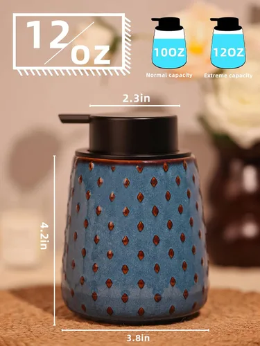 Miniatura 2 de Dispensador de jabón con bomba fácil de prensar, dispensador de jabón de manos recargable de 12 onzas, encimera de baño y fregadero de cocina